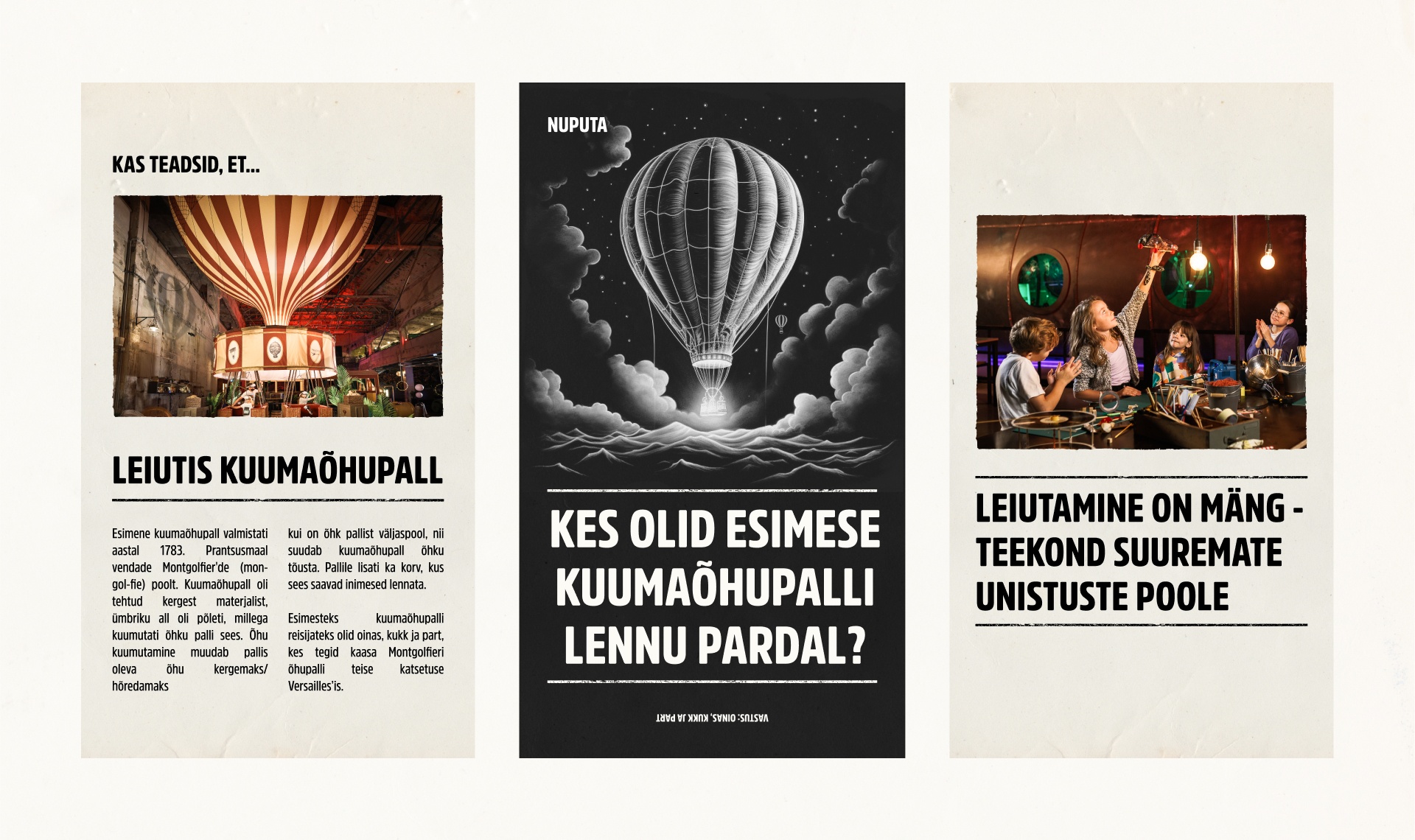 Kuumaõhupalli leiutamise lugu ja küsimus esimeste lendajate kohta.